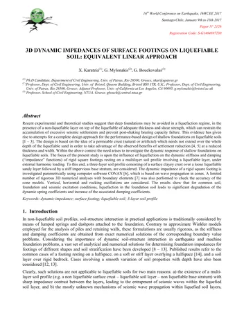 Más sobre Impedancias Dinámicas 3D de Cimientos Superficiales sobre Suelo Licuable