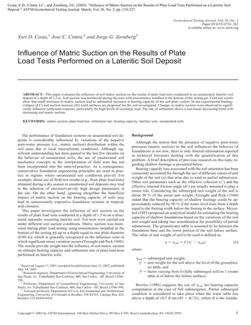 Más sobre Influencia de la Succión Matricial en los Resultados de Pruebas de Placas Cargadas