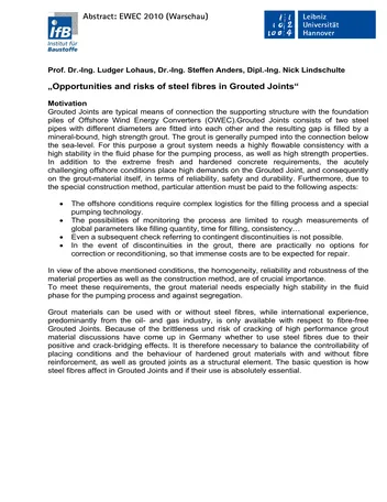 Más sobre Oportunidades y Riesgos de las Fibras de Acero en Uniones Inyectadas