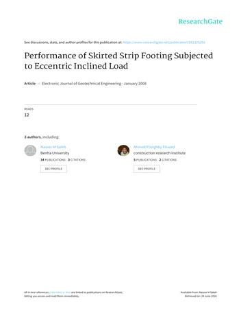 Más sobre Desempeño de Cimientos de Banda con Falda Sujetos a Carga Excéntrica Inclinada