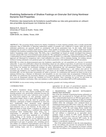 Más sobre Predicción de Asentamientos de Cimientos Superficiales en Suelo Granular Usando N