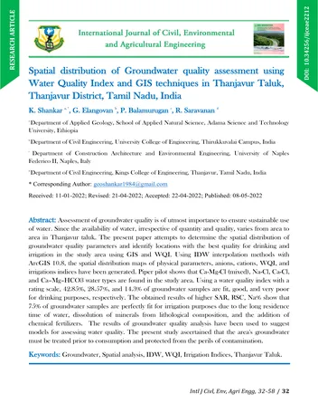 Más sobre Distribución Espacial de la Evaluación de la Calidad del Agua Subterránea Usando Métodos Estadísticos