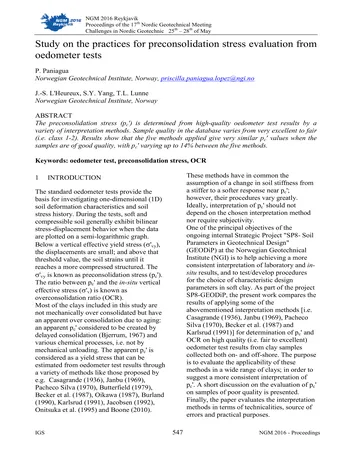 Más sobre Estudio sobre las Prácticas para la Evaluación de la Presión de Preconsolidación