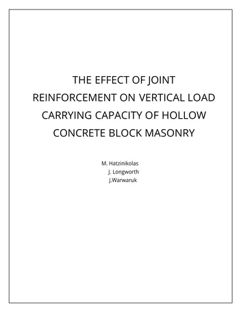 Más sobre Efecto del Refuerzo de Uniones en la Capacidad Portante Vertical de Paredes Huecas